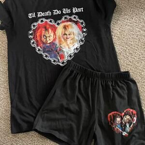 Chucky and tiffany black pajama set